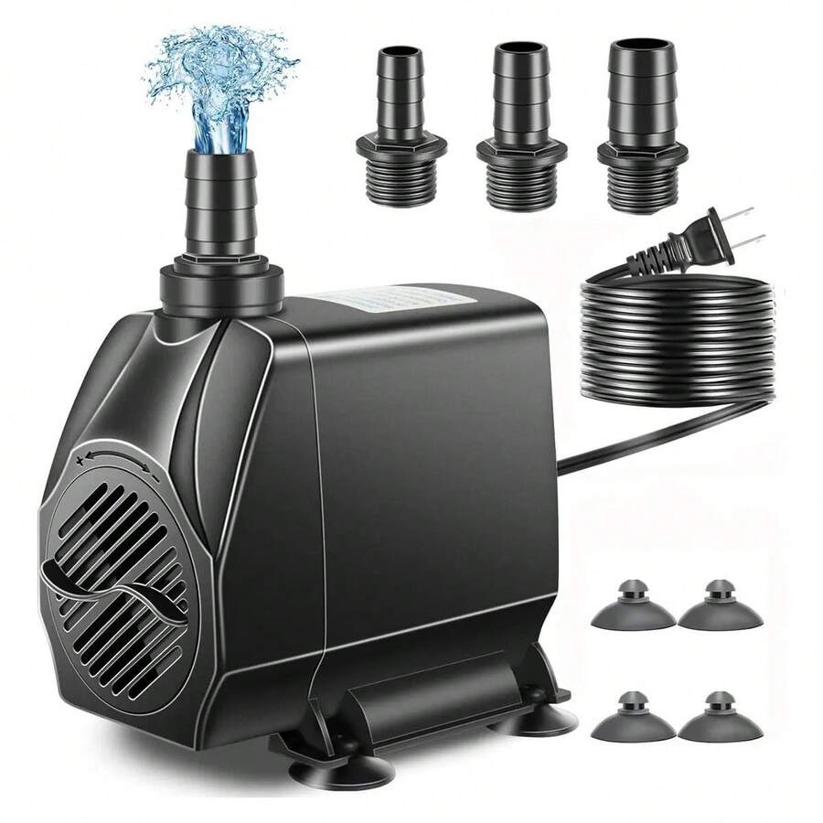 Bomba de Agua 3m Sumergible Fuente Pecera Acuario 3000l/h 65w Zggzeerg - negro - Ver 1