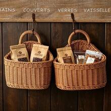 Wall Mounted Hanging Basket Imitation Rattan Fruit Vegetable Organizer Kitchen Storage Holder Home Decor Rack Container Sundries Shelf - MULTI - View 10