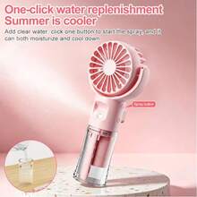 Minimalist Handheld Mist Fan - USB Rechargeable Small Fan, 4-Speed Wind + Mist Function, Suitable For Camping, Office, Business Travel, Outdoor, Makeup, Commuting Scenarios, Summer Fan, 3-In-1 Handheld, Neck-Hanging, Desktop Functions, Fans, Holiday Essentials - Multicolor - View 5