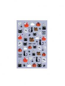 2pcs/1pc - Halloween Embossed Nail Stickers - Self-Adhesive 3D Nail Decals, Halloween Theme Nail Stickers, Including Ghosts, Pumpkins, Black Cats, Skulls, Spider Webs And Floral Patterns, Suitable For DIY Nail Art, Halloween Party Decoration, Halloween Decoration Props, Halloween Party Gifts, Notebook Decoration, Sticker Decoration, Random DIY Stickers. Suitable For Halloween Nail Art Decoration, Halloween Party Decoration, Party Stickers, Party Gifts. - Multicolor - View 16