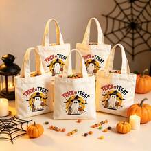 1/5/10pcs Cute Pumpkin Ghost Skeleton Bat Spider Black Cat Little Devil Lantern Pattern Halloween Theme Reusable Fabric Tote Shopping Bags Trick Or Treat Bags, Small Batch Multi-Piece Set Trick Or Treat Bags Storage Bags, Essential Halloween Shopping Gift Packaging Bags, Suitable For Christmas Decoration Indoor Outdoor Yard Garden Lawn Entrance Small Gifts, Essential Halloween Party Small Gift Storage Bags Gift Bags - Multicolor - View 36