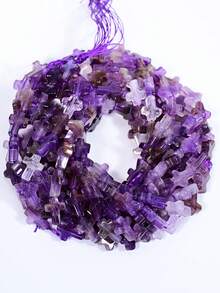 Yumfeel 6pcs Natural Amethyst Cross Beads 12*16mm Stone Beads DIY Necklace And Bracelet Jewelry Making Materials - Purple - View 8