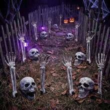 3PCS Halloween Skeleton Hand Ground Stake Set, Outdoor Lawn Cemetery Decoration, Haunted House Party Backdrop, Realistic Bone Skeleton - View 2