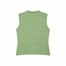 Women's Green Short Military Style Double-Breasted Knit Sleeveless Top, Fashionable Unique Camisole - Green - View 3