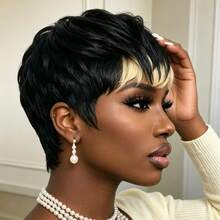Pixie Short Hair Wig 6 Inch Straight Hair Women's Human Hair Wig Machine Made 150% Density 1b613 Color Suitable For Daily Wear And Party - S1/613 - View 1