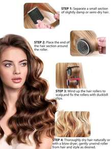 24pcs Curly Hair Styling Set, Includes Hair Clips And Self-Adhesive Curlers, Suitable For Long, Medium, Short Hair And Bangs. DIY Curling Tools, Ideal For Salon Use, Perfect Gift For Back To School Season. - Black - View 4