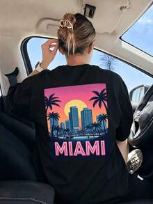Summer T-Shirt: Men's Casual Printed Miami T-Shirt - Double-Sided Print - style1 - 查看 1