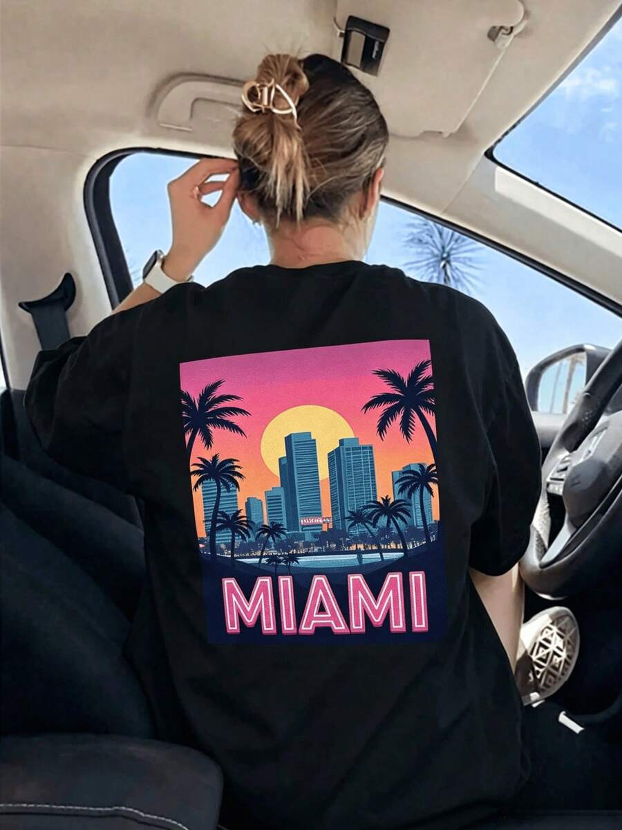 Summer T-Shirt: Men's Casual Printed Miami T-Shirt - Double-Sided Print - style1 - 查看 1