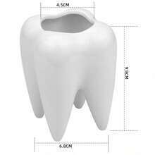 1pc Small Ceramic Dental Storage Bucket, Multi-Use Pen Holder, Cosmetic & Toothbrush Organizer, Succulent Flower Pot, Desktop Decor For Home Bedroom Office, Ideal Dental Gift - Storage - View 2