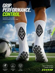 10/5/1Pair Men's Non-Slip Dots Mid-Calf Soccer Socks, Breathable Anti-Slip Grip Athletic Football Sports Socks For Training Match - Multicolor - View 3