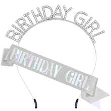 生日肩帶與皇冠髮箍套裝 - 生日快樂配件，適合女性 - 彩色 - 查看 28