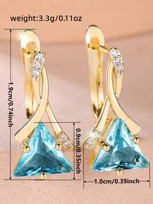 1 Pair Beautiful Cubic Zirconia Hoop Earrings For Women Wedding Engagement Party Jewelry Valentine's Day Gift - 1# - View 4