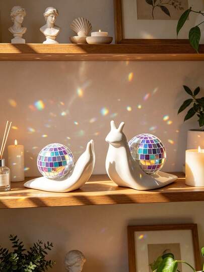 1 bộ trang trí ốc sên Disco và treo bắt nắng – trang trí cửa sổ trong nhà/ngoài trời, vật trang trí để bàn phản chiếu ánh sáng và trang trí nhà cửa sáng tạo