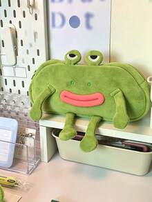 Plush Frog Pencil Case, Cartoon 3D Frog Shaped Large Capacity Stationery Storage Bag, Ins Style Unique Pencil Box, Suitable For B, First Day Of School - Multicolor - View 7