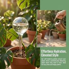 10pcs Indoor Garden Plant Automatic Watering Device, Glass-Like Transparent Round Ball Waterer - Random - View 6