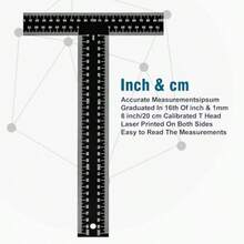T Square Ruler - 12 Inch Metal T Ruler For Drafting, Architecture, Engineering And Art Precision Dual- Inch And MM - Tee Ruler, Ruler - As Pic - View 3
