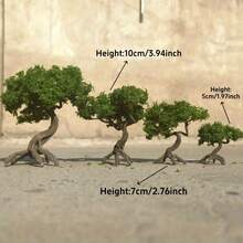 Miniature Model Tree 5/7/10cm Artificial Tree Artificial Plant Wire Trunk Plastic Powder Tree Suitable For DIY Crafts, Train Track Decoration, Architectural Model Display, Desktop Bonsai, Handmade Decor, Miniature Landscape Decoration, Garden Home Room Decoration - Green - View 7