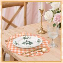 20/50Pcs 13.5 Inch Fan-Shaped Plaid Disposable Placemats, Suitable For Table Setting, Event Party, Wedding, Wedding Banquet, Birthday Decoration, 4 Colors Available - View 10