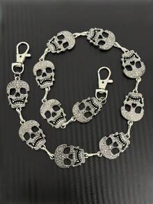1PC Punk Rock Halloween Skull Pants Hip Hop Metal Waist Chain, Cool Goth Accessory For Club Festival Daily Outfit - Silver - View 4
