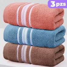 3 Toallas 140x70cm de baño medio de Lineas, super absorbentes y suaves, colores al azar - Multicolor - Ver 1