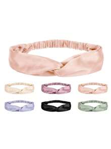 5/1 pieza Diadema elástica retorcida para mujer, diadema cruzada de unicolor de moda simple, diadema multifuncional para lavarse la cara, accesorio de moda para el cabello de uso diario - Multicolor - Ver 8