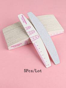 5/10pcs Thin Crescent-Shaped Wooden Nail Files, Double-Sided 100/180 Grit With Ruler And Nail Shape Guide, Professional Washable Nail Buffing Strips For Acrylic And Natural Nails - Light Grey - View 17