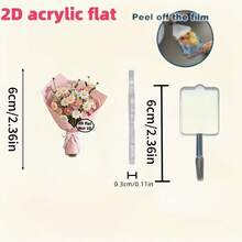 Set 2 buah Gantungan Akrilik Datar 2D, Motif Buket Bunga Daisy, Cocok untuk Dapur, Kamar Mandi, Dekorasi Ruangan, Gantungan Kunci, Tempat Penyimpanan Bola Mandi, Sempurna untuk Dekorasi yang Serasi - View 2