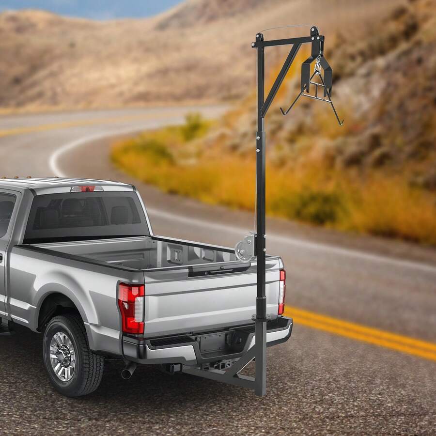 OUKANING 400LBS Load Carbon Steel Hunting Game Hoist Rack, 77.95-100.79in Adjustable Height Rotatable Shaft Hand Winch For Outdoor Game Processing - Game Hoist Rack - View 1