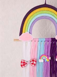 Rainbow Macrame Hair Clip Holder Wall Hanger, Baby Girls Hair Accessories Storage Organizer For Nursery Room Decor - Multicolor - View 5
