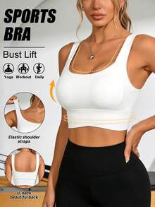 3pcs Buttery Sports Bra Wireless Sewn-In Pads Wide Shoulder Straps Versatile For All Seasons Casual Attire Stylish Lingerie Comfortable Fit Tank - Multicolor - View 4