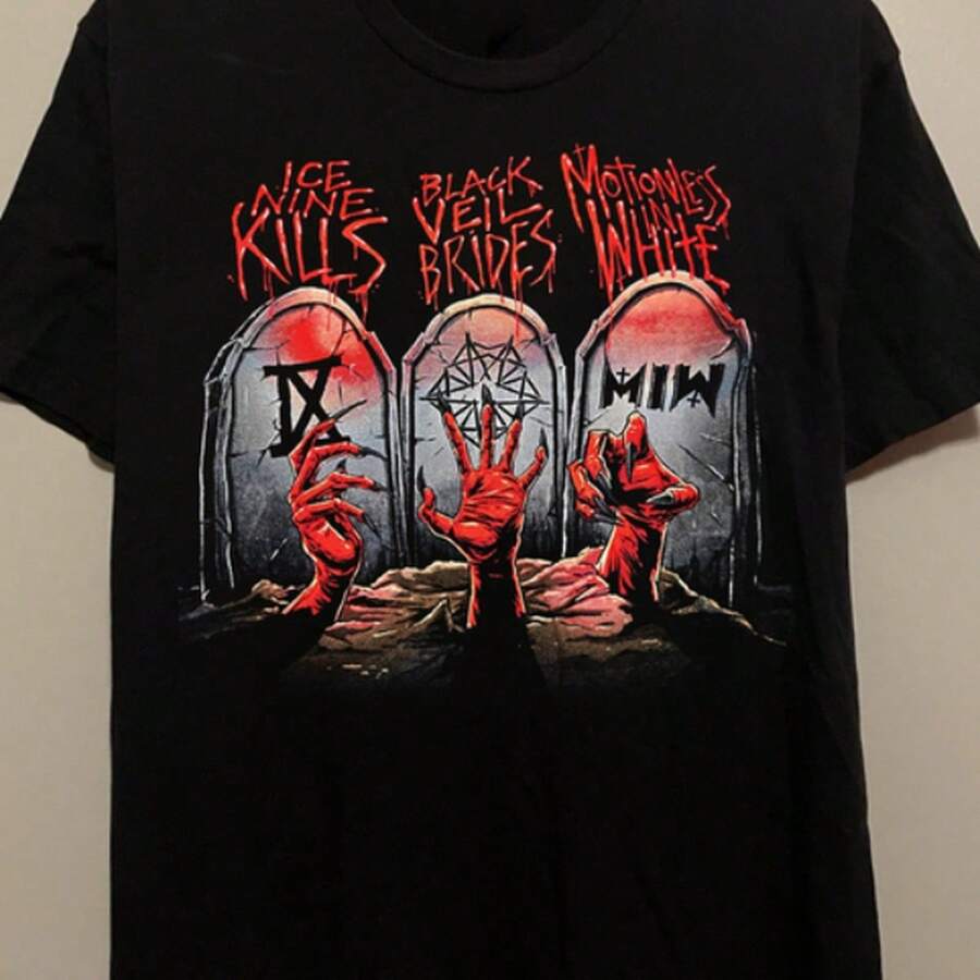 Rare Motionless In T-Shirt S To 5XLcrew Neck Tee,Women Casual Tees,Unisex Band Tee - 黑色 - 查看 1