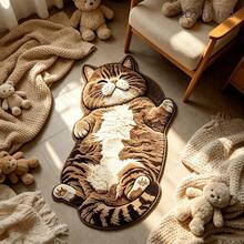 1pc Healing Lazy Lying Tabby Cat 2D Flat Shaped Rug, Vivid And Cute Little Cat, Perfect For Home Decor, Bedroom Rug, Living Room Rug, Game Room Rug, Music Studio Rug, Holiday Decoration And Gift, Irregular Size, Cutting Error 1-5cm, Decorative Rug, Small Rug, Rug, Home Decor, Living Room Small Rug, Bedroom Rug, Living Room Home Decor, Outdoor Rug, Washable Rug - Multicolor - View 4