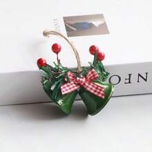 1pc Christmas Holiday Decoration Double Bell Christmas Tree Pendant Handmade DIY Accessory Metal Bell Hanging Ornament - 1PC - View 9
