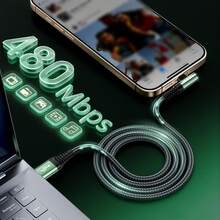 Tzlrxl 快充數據線 USB A 轉 USB C，480Mbps 數據同步線，耐用編織金屬接頭，3.3英尺與6.6英尺可選，多色 - 藍色 - 查看 6