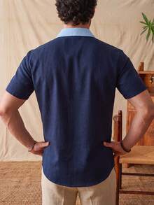 glestore This Men's Fashionable, Casual Summer Short-Sleeve Shirt With A Color-Block Design Showcases The Cutting-Edge Style Of The Vacation Fashion . - Multicolor - View 2