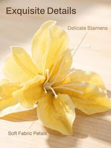 1pc Sweet Yellow Artificial Lily Flower Hair Clip, Girly Style Side Hair Clip, Super Ethereal Women's Hair Accessory, Suitable For Photo Shooting - Yellow - View 4