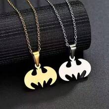 Warner Bros 1pc Stainless Steel Bat Pendant Necklace, Exquisite Superhero Pendant Choker, Minimalist Daily Wear Accessory, Halloween Cosplay Party Accessory, Unisex (Random Style) - Multicolor - View 3