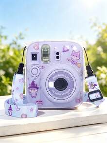 Hard PC Camera Case Compatible With Fujifilm Mini 13, Anti-Drop Anti-Scratch Transparent Protective Shell + Adjustable Printed Lanyard + DIY Cartoon Stickers, Durable Anti-Yellow Protective Cover For Travel Outdoor Daily Shooting - View 3