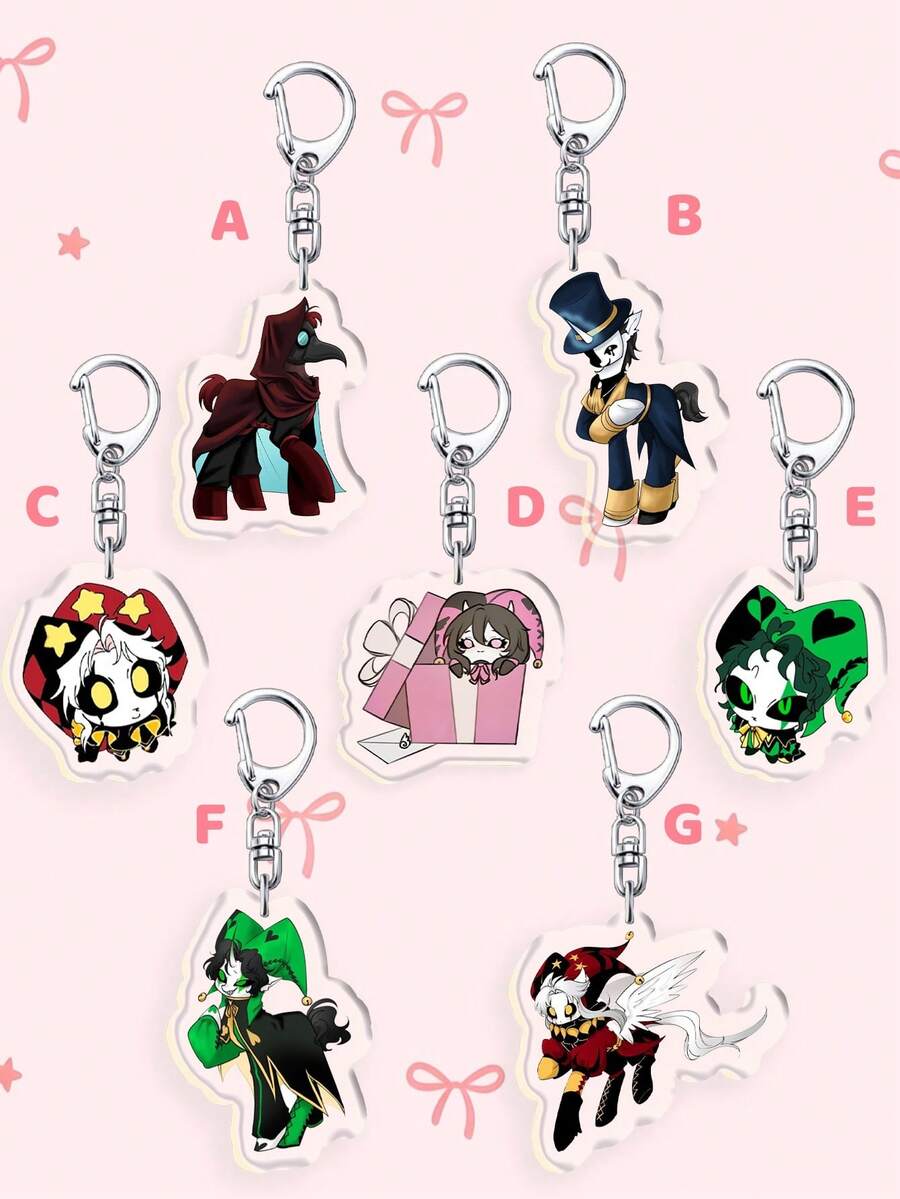 1pc/7pcs Acrylic Bizarre Circus Clown Keychain, Cute Anime Character Pendant, Anime The Freak Circus Keychain, Bag Accessory,Back To School Best Gifts - Multicolor - View 1