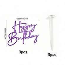 3件/1件 生日蛋糕裝飾鏡面壓克力字母蛋糕插牌 生日派對用品 - 多色 - 查看 29