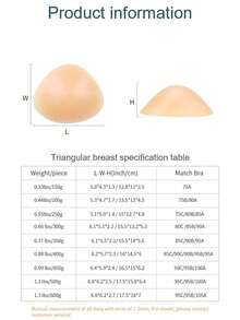 ANGDIE 1件硅胶三角形乳房假体，人造硅胶乳房植入胸垫，通用型，适用于乳房切除术后女性 - 咖啡棕 - 查看 5