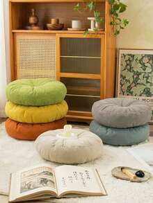 1pc Multifunctional Round Floor Mat, Solid Color Thickened Tatami Mat, Suitable For Living Room, Balcony, Bay Window, Shoe Mat, Chair Cushion, Breathable Meditation Mat, Enhances Zen Space Atmosphere, Perfect For Floor Mat, Seat Cushion, Matching Living Room Leisure Area To Create Cozy Reading Corner, Best Home Textile And Room Decoration - Multiple Styles - View 2