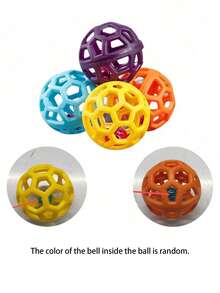 Durable Hollow Elastic Bell Ball, Teething Training Ball, Self-Play Toy, Suitable For Small To Medium Pet Dogs And Cats, Cute Toy Ball With Inner Bell, Random Color - Multicolor - View 5