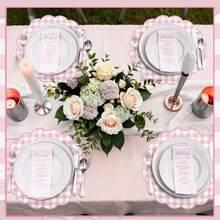 20/50Pcs 13.5 Inch Fan-Shaped Plaid Disposable Placemats, Suitable For Table Setting, Event Party, Wedding, Wedding Banquet, Birthday Decoration, 4 Colors Available - View 7