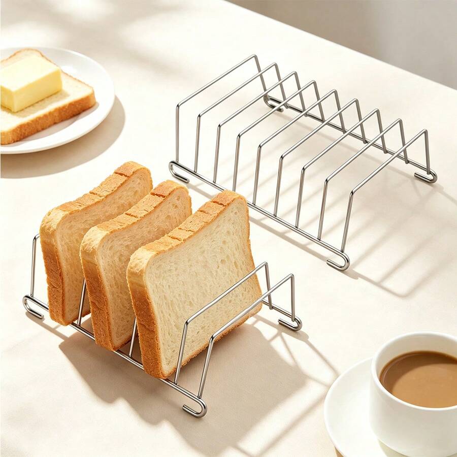 1/2pcs Stainless Steel Toast Rack, Multi-Slot Bread Slice Drying Rack, Heat-Resistant Metal Wire Toast Rack, Suitable For Air Fryer, Oven, Microwave, Home Kitchen, Restaurant, Breakfast Baking Bread Drying, Party, Holiday, Halloween, Christmas Gift