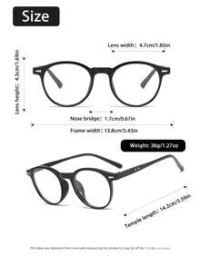1 Pair Men's Round Frame Non-Prescription Glasses, Suitable For Daily Life, Back To School Essentials, Office, Street Photography, Fits All Face Shapes - Clear - View 7