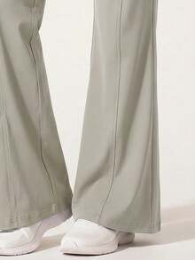 AHTELB Women's Summer Lightweight Flared Pants, Elastic Waist Drawstring Design, Thin Stretch Breathable Quick-Dry Yoga Workout Sports Flared Pants, Ribbed Elastic Drawstring Waistband, Adjustable Fit, No Pressure, 3D Cut Design, Simple Yet Stylish, Loose Straight Leg, Flattering For All Leg Shapes, Hiking Pants, For Friends, Wives, And Girlfriends. - Beige - View 4