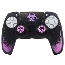Crimson Bio Hazard Contamination Warning Controller Skin Cover For Playstation 5 Controller, RALAN 1 Controller Protector Case+2 Customised Thumb Grips Caps +Customised Stickers - View 14