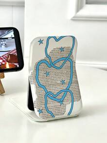 1pc Folding Cosmetic Mirror With Text And Graffiti Pattern, Height-Adjustable Handheld Mirror, Portable Pocket Mirror For Travel, Birthday Gift For Girls, Holiday Gift - Multicolor - View 5