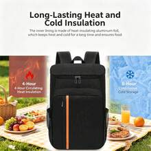 18L Large Capacity Thickened Waterproof Durable Insulated Ice Bucket Backpack Cooler Bag Lunch Box, Suitable For Picnic, Dinner, Daily Essentials, Outdoor Camping, Lawn, Beach, Party, Gathering, Kitchen, Office - Black - View 7